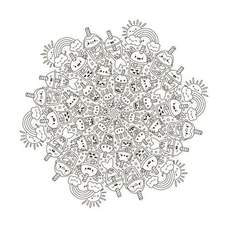 Divertimento da colorare con mandala kawaii Delta