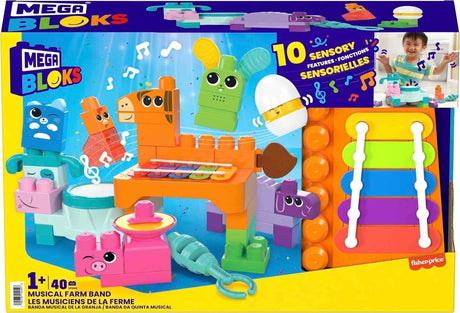 Mattel mega blocchi banda musicale di animali 40 pezzi