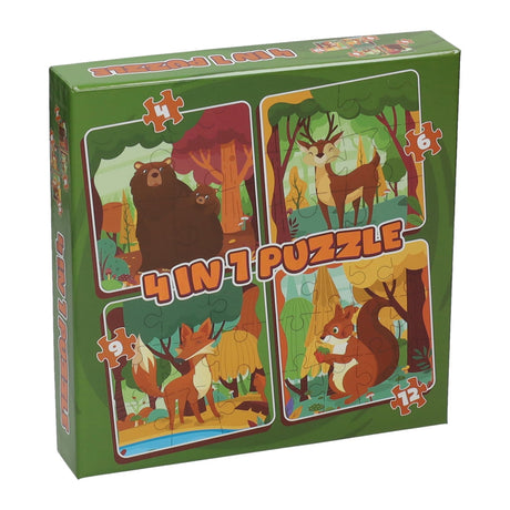 Puzzle 4in1 di Wins Holland - animali della foresta, 12 pz.
