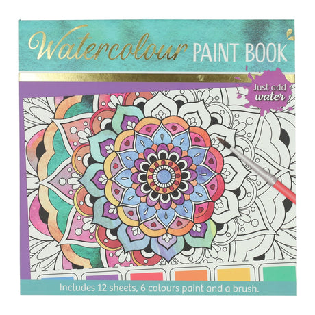 Vince il blocco da colorare per acquerelli Olanda per adulti - mandala - incluso pennello e 6 colori di acquerello