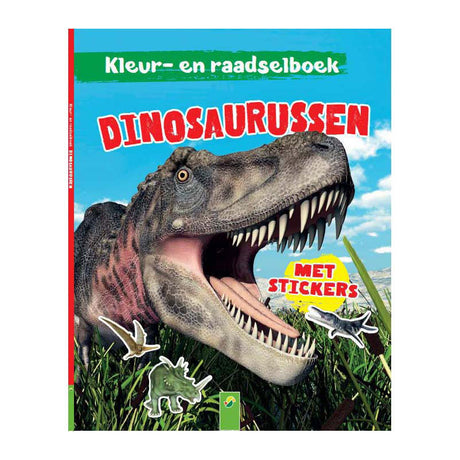 Vince l'Olanda: libro da colorare e indovinello sui dinosauri con adesivi