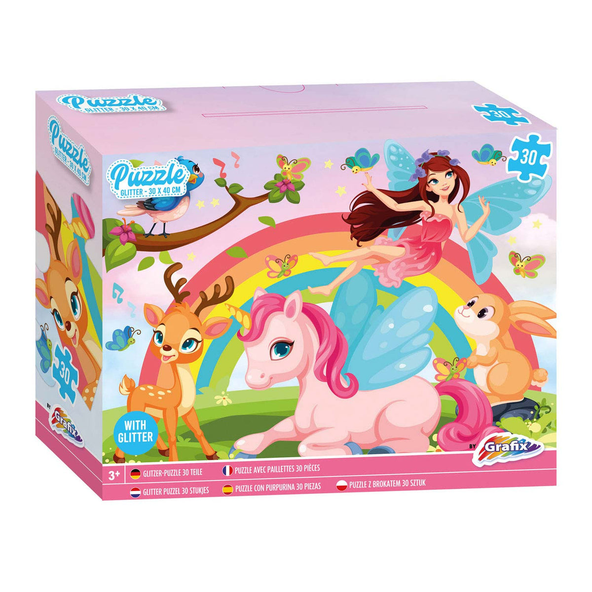 Grafix glitter puzzle unicorno, 30 pz.