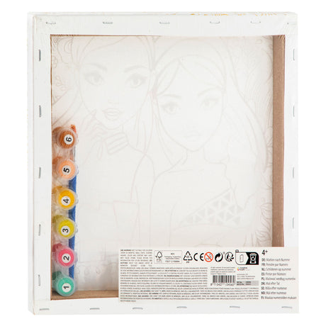 Quadro su tela Besties con numero, 30x30 cm