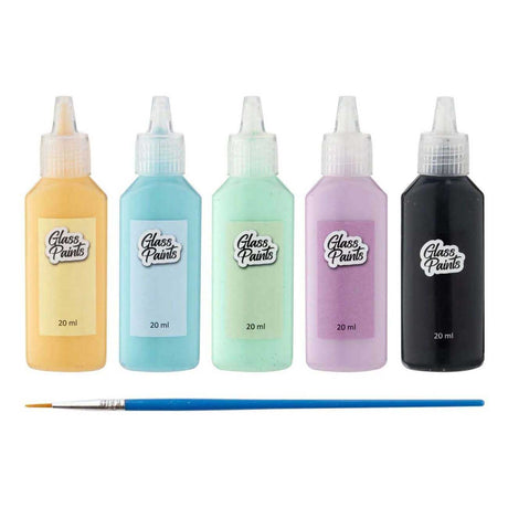 Vernice di vetro del gruppo di artigianato creativo con pennello, 5x22ml