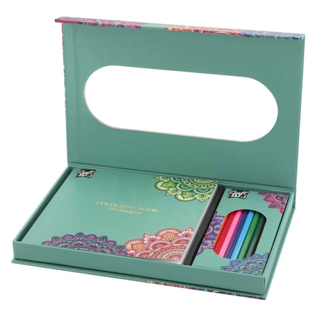 Set da colorare creativo per gruppi di artigianato mandala con 10 matite colorate