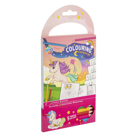 Set da colorare e attività di gruppo creativo creativo rosa con 5 matite colorate