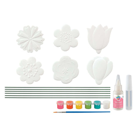 Creative craft group maak-je-eigen tuinprikkers incl. 6 verfkleuren 1 kwast