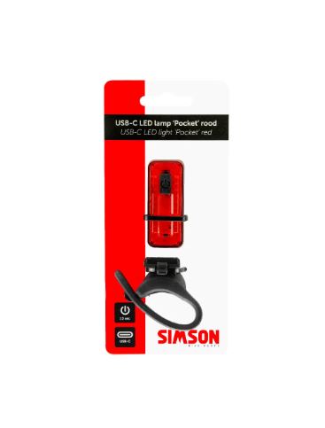 Simson blister 022032 Lampada LED USB-C 'tascabile' rossa