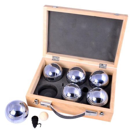 Engelhart metal jeu de boules - 6 palline in scatola di legno - set di lusso - pétanque - bocce - palline di metallo - adatto a qualsiasi campo da bocce - longfield