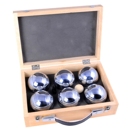 Engelhart metal jeu de boules - 6 palline in scatola di legno - set di lusso - pétanque - bocce - palline di metallo - adatto a qualsiasi campo da bocce - longfield
