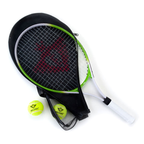 Racchetta da tennis Engelhart con custodia e 2 palline - verde