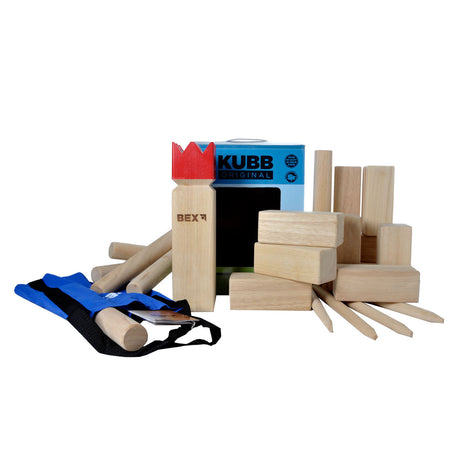 Bex Kubb legno di gomma originale con re rosso