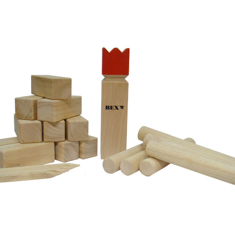 Bex Kubb legno di gomma originale con re rosso