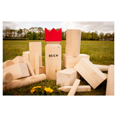 Bex Kubb legno di gomma originale con re rosso