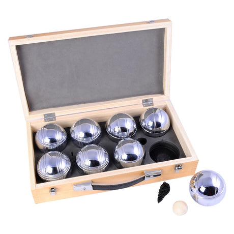 Engelhart metal jeu de boules - 8 palline in scatola di legno - set di lusso - pétanque - bocce - palline di metallo - adatto a qualsiasi campo da bocce - longfield