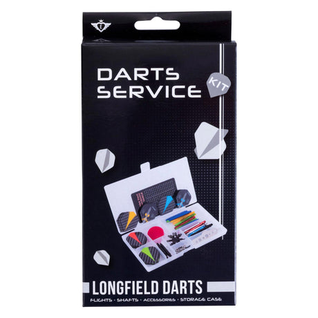 Kit accessori servizio freccette Longfield set 141 pezzi in scatola di plastica