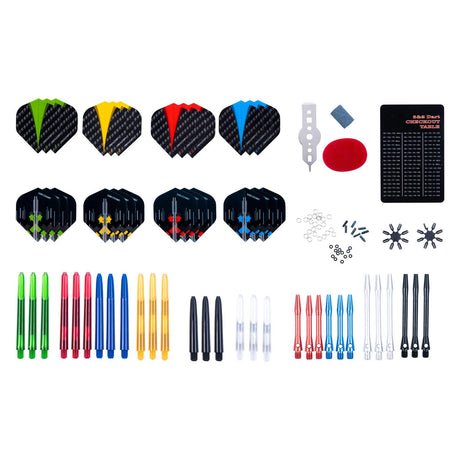 Kit accessori servizio freccette Longfield set 141 pezzi in scatola di plastica