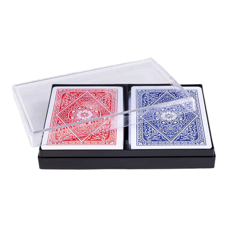 Carte da gioco Longfield 100% plastica, 2 set in scatola di plastica poker bridge