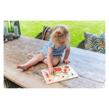Puzzle con bottoni in legno Engelhart fattoria 30x23 cm