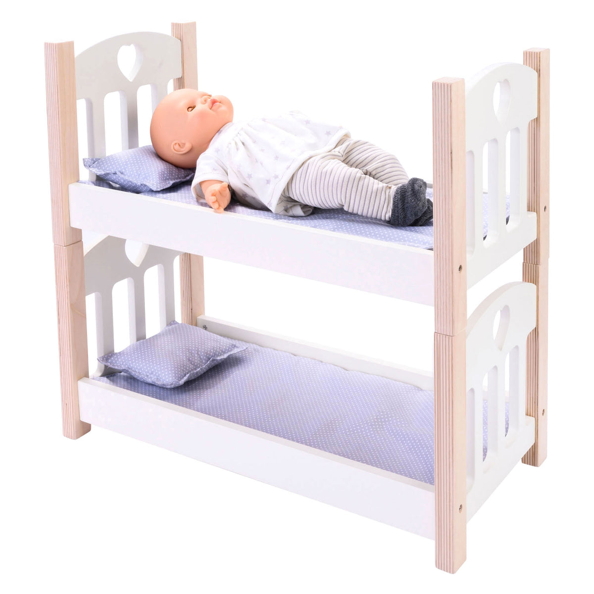Letto a castello per bambole grigio bianco
