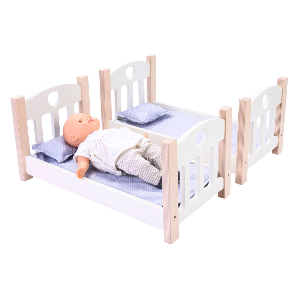 Letto a castello per bambole grigio bianco