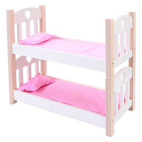 Letto a castello per bambole rosa bianco