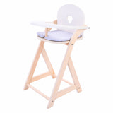 Sedia per bambole Longfield grigio bianco - seggiolone per bambole in legno con cuscino - sedia per bambole per giochi di ruolo - adatto a tutte le bambole - cuore d'angelo
