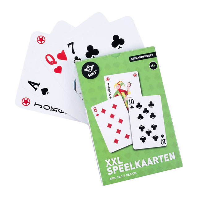 Carte da gioco Longfield xxl 12,1 x 18,5 cm – gioco di carte in carta plastificata (54 carte) – gioco di carte extra large per giochi da tavolo gioco per famiglie – cuore d'angelo