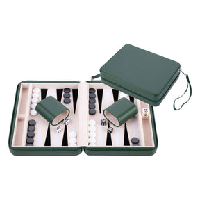 Gioco di backgammon da viaggio con cerniera - verde