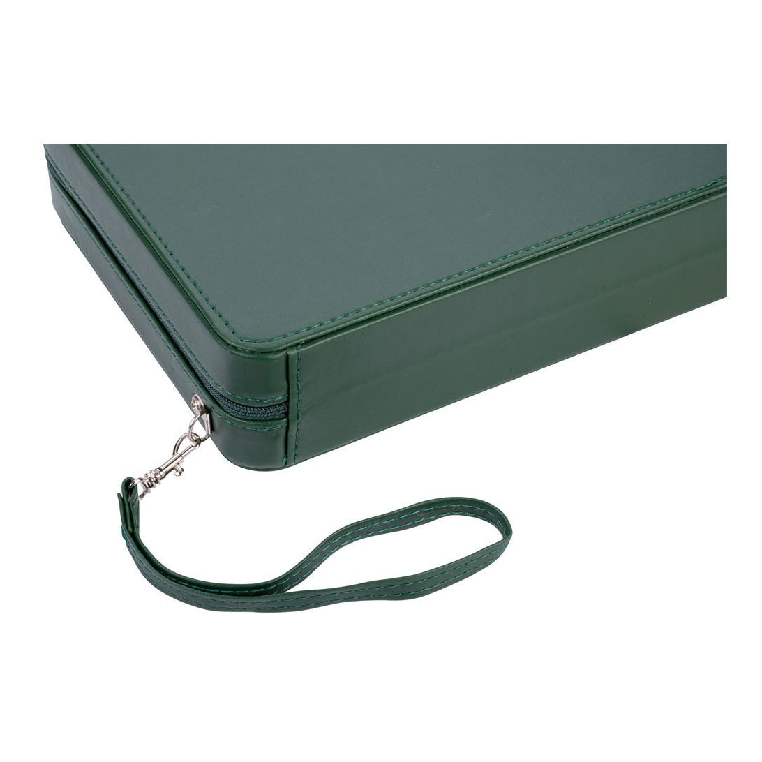 Gioco di backgammon da viaggio con cerniera - verde