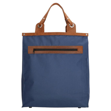 Borsa shopping Run Away Basics blu con manico in vera pelle 36,5xh41cm