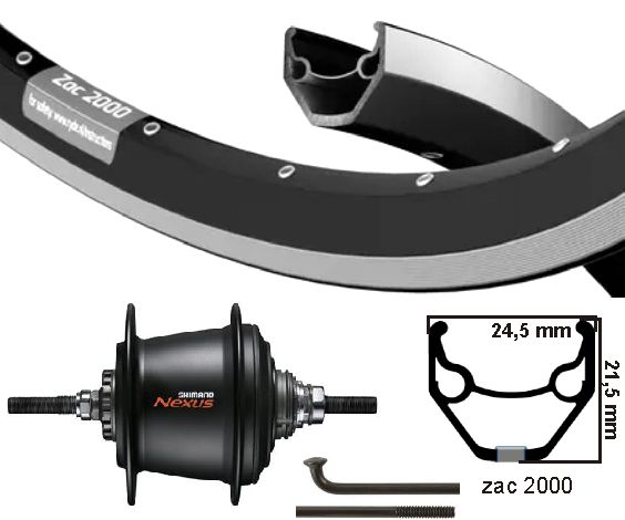 Ruota posteriore Kgs 28 pollici zac 2000 nero argento nexus 7 freno a rulli