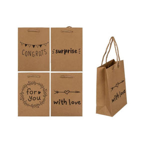Busta regalo blu con testo 11,5x6x16 cm