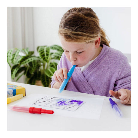 Penne spray Totum Set artigianale di 5 penne a soffietto incl. modelli di unicorni e animali - giocattoli creativi a partire da 4 anni - consiglio regalo per disegnare e dipingere