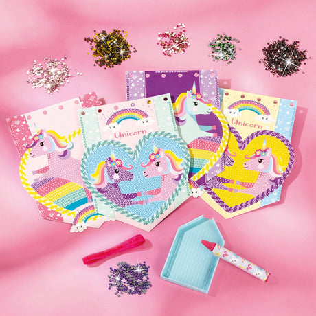 Totum Valigetta con unicorno, set artigianale 2 in 1, per realizzare braccialetti e pittura con diamanti - giocattoli creativi per ragazze dai 5 anni, consigli regalo, pacchetto di gioielli creativi