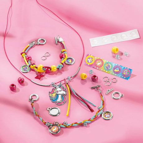 Totum Valigetta con unicorno, set artigianale 2 in 1, per realizzare braccialetti e pittura con diamanti - giocattoli creativi per ragazze dai 5 anni, consigli regalo, pacchetto di gioielli creativi