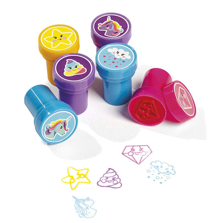 Timbri Totum unicorno junior 12 pezzi autoinchiostranti - giocattoli creativi per ragazze junior dai 3 anni - timbratura artigianale per creazione di biglietti regalo