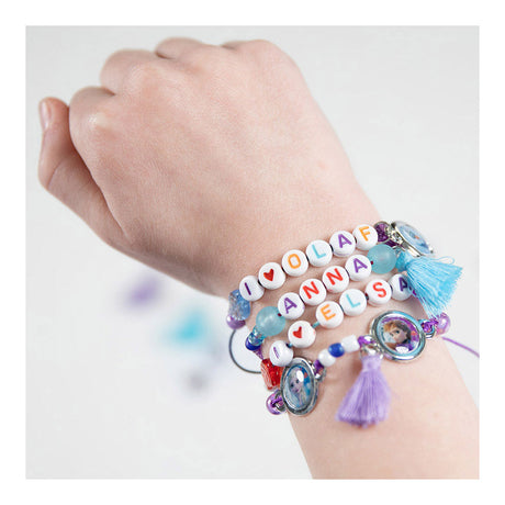 Totum Disney Frozen braccialetti con 4 lettere che creano pacchetti artigianali set di gioielli braccialetti dell'amicizia giocattoli ragazze con punta regalo Anna ed Elsa artigianato