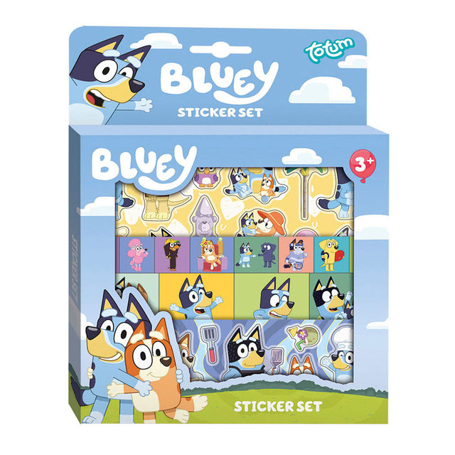 Set di adesivi Totum bluey con sfondo di gioco