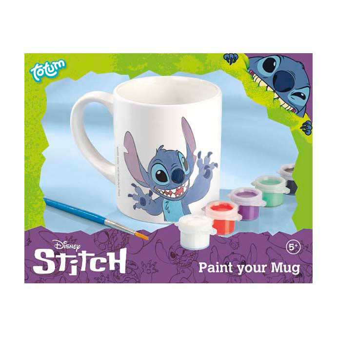 Tazza da colorare Totum Disney Stitch - set artigianale tazza in ceramica incl. pittura e pennello - consigli regalo giocattoli per ragazze e ragazzi che realizzano il punto lilo