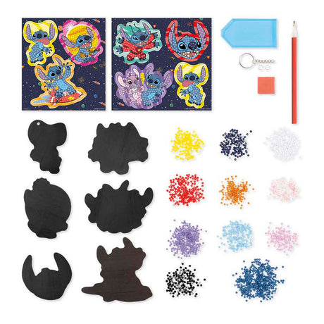 Totum Disney Stitch 3 in 1 set artigianale xl - braccialetti, fusione in gesso, magneti per pittura con diamanti e creazione di portachiavi - giocattoli creativi consigli regalo per ragazzi e ragazze da 5 anni