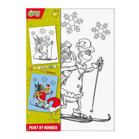 Totum il Grinch - dipinto su tela con i numeri il Grinch - realizza un dipinto in formato A4 - set artigianale per ragazzi e ragazze dai 6 anni incl. viaggio di pittura e pennello - consiglio regalo