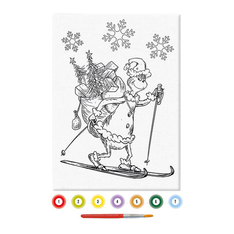 Totum il Grinch - dipinto su tela con i numeri il Grinch - realizza un dipinto in formato A4 - set artigianale per ragazzi e ragazze dai 6 anni incl. viaggio di pittura e pennello - consiglio regalo
