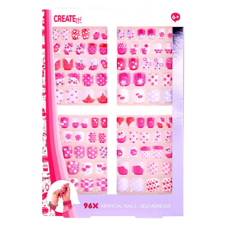 Crealo! Set maxi unghie artificiali autoadesive, 96 pz