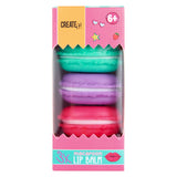 Crealo! scatola di macaron balsamo labbra caramelle, 3 pz.