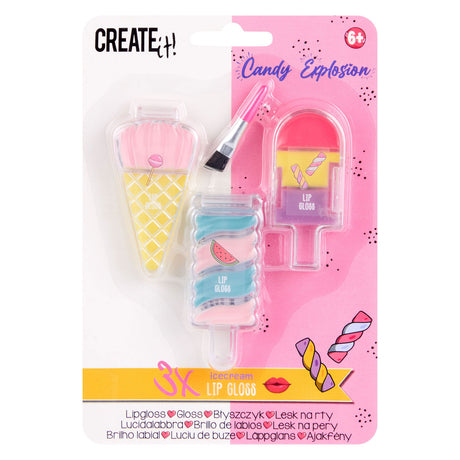 Crealo! gelati lucidalabbra caramelle, 3 pz.
