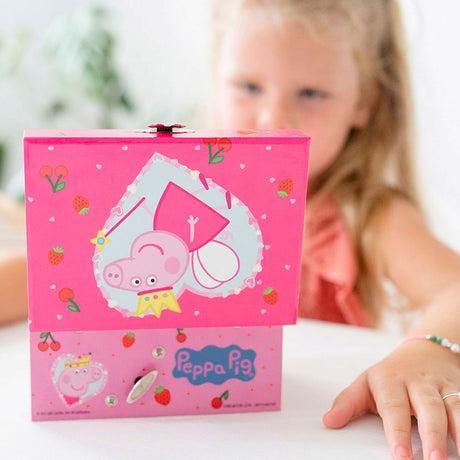 Bambolino Peppa Pig portagioie, portagioie, carillon - con ballerina Peppa girevole e specchio - giocattoli per bambini piccoli e prescolari a partire da 3 anni - consiglio regalo