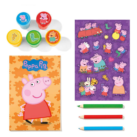 Set creativo Totum Peppa Pig con timbri, matite e adesivi - giocattoli educativi per bambini, artigianato creativo, artigianato con stampaggio