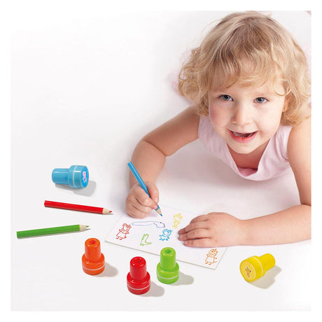 Set creativo Totum Peppa Pig con timbri, matite e adesivi - giocattoli educativi per bambini, artigianato creativo, artigianato con stampaggio
