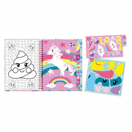 Totum unicorno adesivo puzzle libro di attività a5 - adesivo per libro delle vacanze per numero incl. pagine da colorare - giocattoli per ragazze dai 3 anni